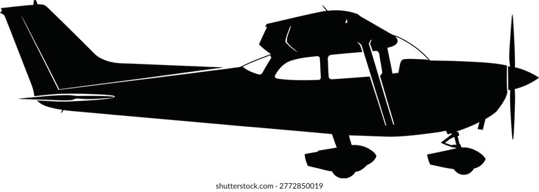 Black silhouette of a small airplane