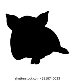 Black silhouette of a small hamster with rounded body and tiny ears, sitting on a plain white background, emphasizing its adorable shape.