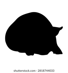 Black silhouette of a small hamster with rounded body and tiny tail, isolated on white background, emphasizing its adorable shape and features.