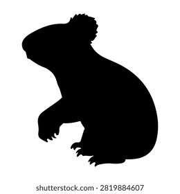 A black silhouette of a small rodent with rounded body, tiny paws, and a short tail, set against a white background, highlighting its compact shape.