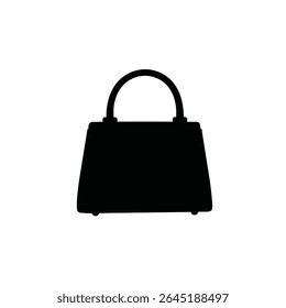 Black silhouette of a small structured handbag against a white background vector illustration simple design