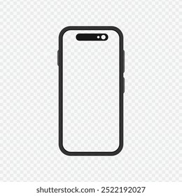 black silhouette smartphone icon element on transparent background.mobile phone flat design illustration