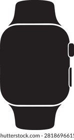 Black silhouette smartwatch icon representing wearable technology fitness tracker and personal timekeeping device symbol concept