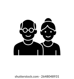 Black silhouette of a smiling elderly couple