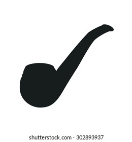 Black silhouette of smoking pipe, tobacco pipe, smoking pipe isolated, smoking pipe vector