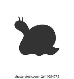 Black silhouette of snail in cartoon style. Perfect for kids’ crafts, DIY projects, and educational illustrations.