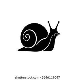 Black silhouette of a snail with fangs.