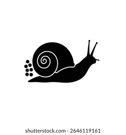 Black silhouette snail shell crawling slowly.