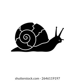 Illustration de conception de coquille d'escargot silhouette noire.