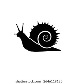 Black silhouette snail shell spiral design.