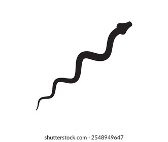 Black silhouette snake icon. Isolated snake symbol on white background. Abstract snake sign. Vector illustration