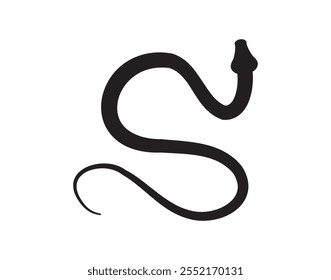 Icono de serpiente de silueta negra. Símbolo de serpiente aislado sobre fondo blanco. Abstractas signo de serpiente. Ilustración vectorial