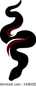 Black silhouette snake icon vector. Isolated symbol of snake on white background. Danger sign