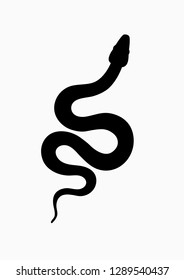 Black silhouette snake. Isolated symbol or icon snake on white background. Abstract sign snake. Vector illustration