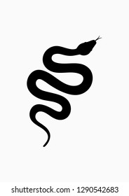 Black silhouette snake. Isolated symbol or icon snake on white background. Abstract sign snake. Vector illustration