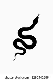 Black silhouette snake. Isolated symbol or icon snake on white background. Abstract sign snake. Vector illustration