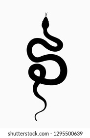 Black silhouette snake. Isolated symbol or icon snake on white background. Abstract sign snake. Vector illustration