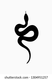 Black silhouette snake. Isolated symbol or icon snake on white background. Abstract sign snake. Vector illustration