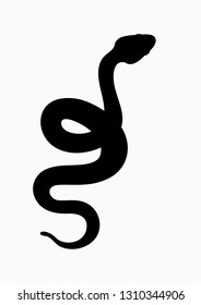 Black silhouette snake. Isolated symbol or icon snake on white background. Abstract sign snake. Vector illustration
