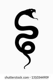 Black silhouette snake. Isolated symbol or icon snake on white background. Abstract sign snake. Vector illustration