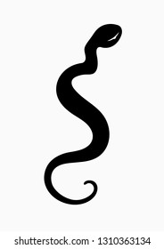 Black silhouette snake. Isolated symbol or icon snake on white background. Abstract sign snake. Vector illustration