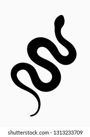 Black silhouette snake. Isolated symbol or icon snake on white background. Abstract sign snake. Vector illustration