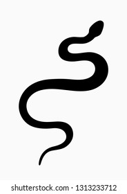 Black silhouette snake. Isolated symbol or icon snake on white background. Abstract sign snake. Vector illustration