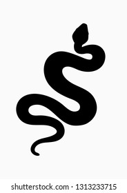 Black silhouette snake. Isolated symbol or icon snake on white background. Abstract sign snake. Vector illustration