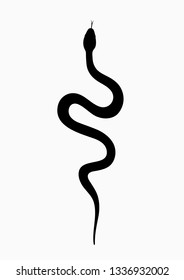 Serpiente de silueta negra. Símbolo aislado o serpiente icono sobre fondo blanco. Señal abstracta de serpiente. Ilustración del vector