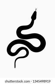 Black silhouette snake. Isolated symbol or icon snake on white background. Abstract sign snake. Vector illustration