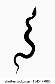 Black silhouette snake. Isolated symbol or icon snake on white background. Abstract sign snake. Vector illustration