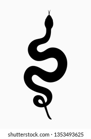 Black silhouette snake. Isolated symbol or icon snake on white background. Abstract sign snake. Vector illustration.