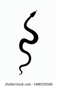 Black silhouette snake. Isolated symbol or icon snake on white background. Abstract sign snake. Vector illustration