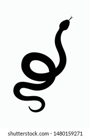 Black silhouette snake. Isolated symbol or icon snake on white background. Abstract sign snake. Vector illustration