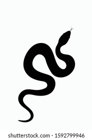 Black silhouette snake. Isolated symbol or icon snake on white background. Abstract sign snake. Vector illustration