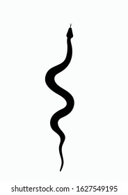 Black silhouette snake. Isolated symbol or icon snake on white background. Abstract sign snake. Vector illustration