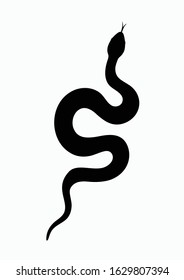 Black silhouette snake. Isolated symbol or icon snake on white background. Abstract sign snake. Vector illustration