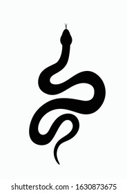 Black silhouette snake. Isolated symbol or icon snake on white background. Abstract sign snake. Vector illustration