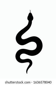 Black silhouette snake. Isolated symbol or icon snake on white background. Abstract sign snake. Vector illustration