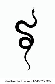 Black silhouette snake. Isolated symbol or icon snake on white background. Abstract sign snake. Vector illustration