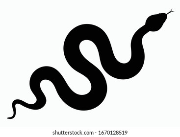 Black silhouette snake. Isolated symbol. Vector illustration