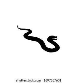 Black silhouette snake. Isolated symbol or icon snake on white background. Abstract sign snake. Vector illustration