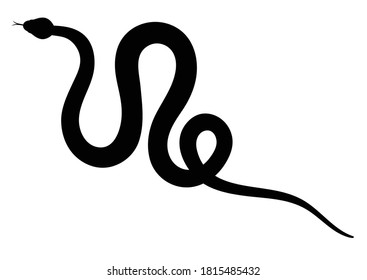 Black silhouette snake. Isolated symbol or icon snake on white background. Abstract sign snake. Vector illustration