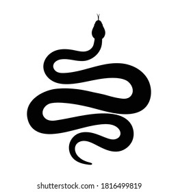 Black silhouette snake. Isolated symbol or icon snake on white background. Abstract sign snake. Vector illustration