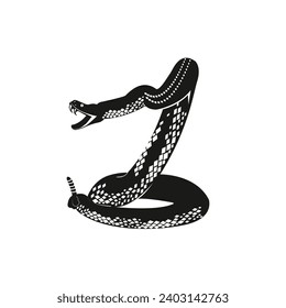 Black silhouette snake. Isolated symbol. Vector illustration