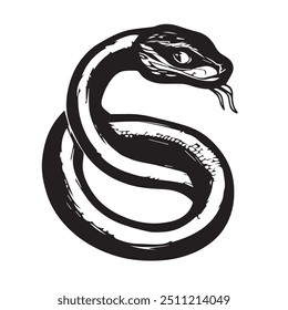 Black silhouette snake. Isolated symbol. Vector illustration