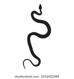 Black silhouette snake. Isolated symbol or icon snake on white background. Vector illustration