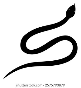Black silhouette snake. Isolated symbol or icon snake on white background. Abstract sign snake.