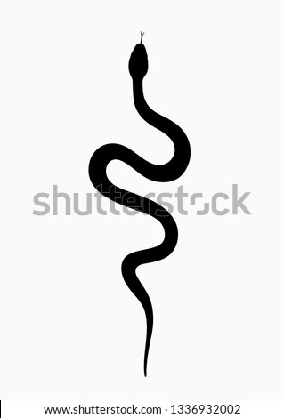 Black silhouette snake. Isolated symbol or icon snake on white background. Abstract sign snake. Vector illustration