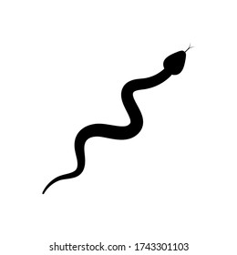 Black silhouette snake vector illustration isolated on white.
